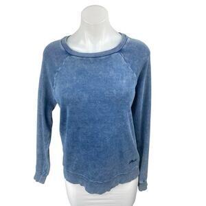 Ragdoll Women's Blue Acid Wash Long Sleeve Round Neck T Shirt Tee Top Size XS